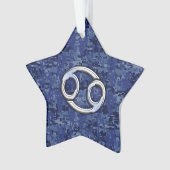 Krebs-Tierkreis-Symbol-Marine-Blau-Digital-Tarnung Ornament (Vorderseite)