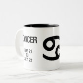 Krebs-Tierkreis-Zeichen ("die tapfere Krabbe") Zweifarbige Tasse (Vorderseite Links)