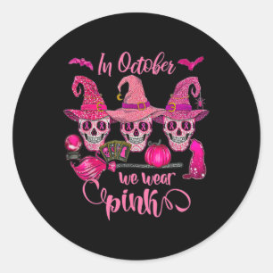 Krebs tragen rosa Halloween-Kürbis Runder Aufkleber