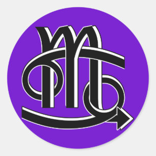 Krebs-u. Skorpions-Partner bw Runder Aufkleber