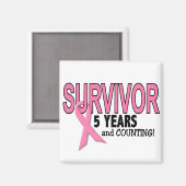 KREBS-ÜBERLEBUNG 5 Jahre & Zählen Magnet (Vorderseite/Rückseite)