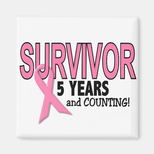 KREBS-ÜBERLEBUNG 5 Jahre & Zählen Magnet (Vorne)