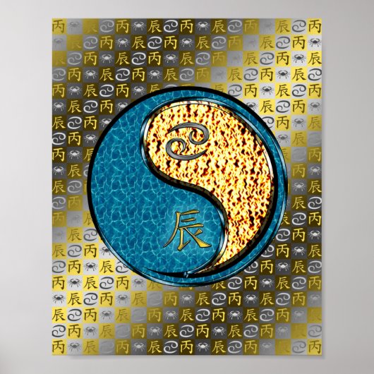 Krebs- und Feuerdrache Poster (Vorne)