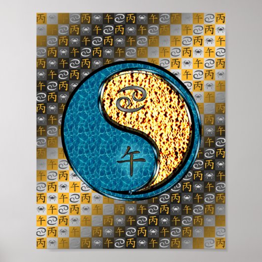 Krebs und Feuerpferd Poster (Vorne)