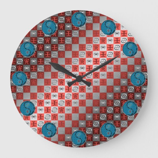 Krebs & Wasser-Tiger Große Wanduhr (Vorderseite)