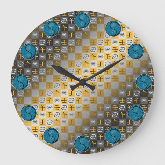 Krebs & Wasserpferd Große Wanduhr (Vorderseite)