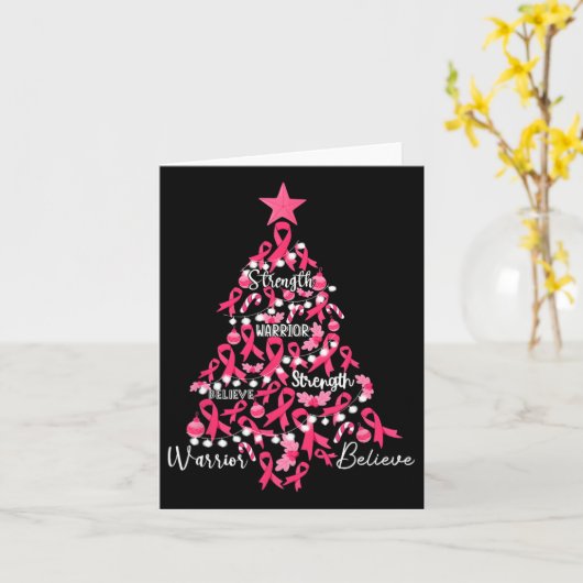 Krebs Weihnachtsbaum Pink Ribbon Kampf Bewusstsein Karte (Gelbe Blume)
