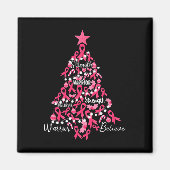 Krebs Weihnachtsbaum Pink Ribbon Kampf Bewusstsein Magnet (Vorne)