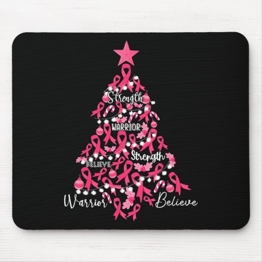 Krebs Weihnachtsbaum Pink Ribbon Kampf Bewusstsein Mousepad (Vorne)