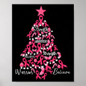 Krebs Weihnachtsbaum Pink Ribbon Kampf Bewusstsein Poster (Vorne)