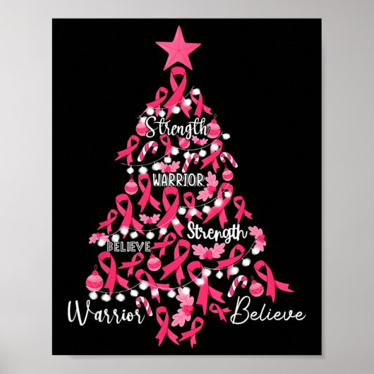 Krebs Weihnachtsbaum Pink Ribbon Kampf Bewusstsein Poster (Vorne)