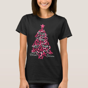 Krebs Weihnachtsbaum Pink Ribbon Kampf Bewusstsein T-Shirt