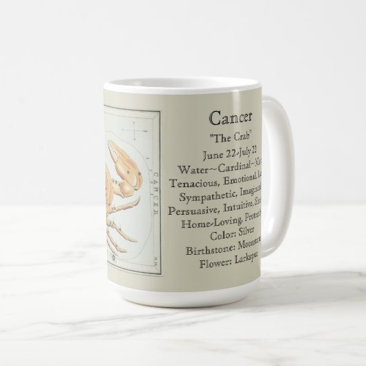 Krebs Zodiac Antique Astronomisches Diagramm Kaffeetasse (VorderseiteRechts)
