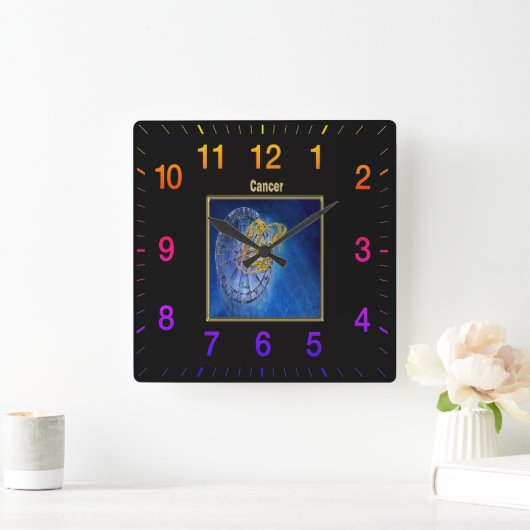 Krebs Zodiac Astrologie Design Horoskop Quadratische Wanduhr (Zuhause)
