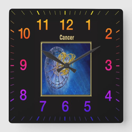 Krebs Zodiac Astrologie Design Horoskop Quadratische Wanduhr (Vorderseite)