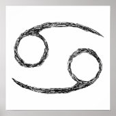 Krebs. Zodiac Astrologie Zeichen. Schwarz. Poster (Vorne)