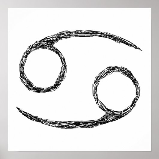 Krebs. Zodiac Astrologie Zeichen. Schwarz. Poster (Vorne)