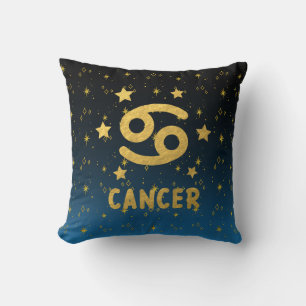 Krebs Zodiac Blue und Gold Throw Pillow Kissen