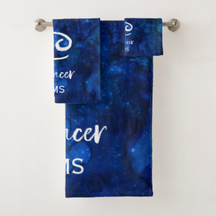 Krebs Zodiac Constellation Blue Galaxy Monogramm Badhandtuch Set