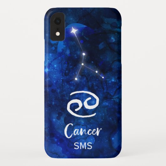 Krebs Zodiac Constellation Blue Galaxy Monogramm Case-Mate iPhone Hülle (Rückseite)