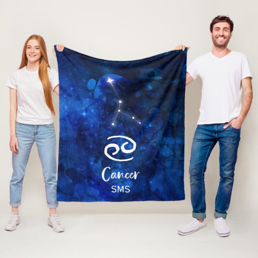 Krebs Zodiac Constellation Blue Galaxy Monogramm Fleecedecke (Beispiel)