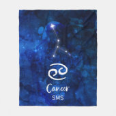 Krebs Zodiac Constellation Blue Galaxy Monogramm Fleecedecke (Vorderseite)
