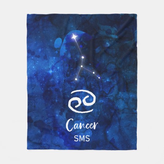 Krebs Zodiac Constellation Blue Galaxy Monogramm Fleecedecke (Vorderseite)