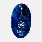 Krebs Zodiac Constellation Blue Galaxy Monogramm Keramik Ornament (Rechts)