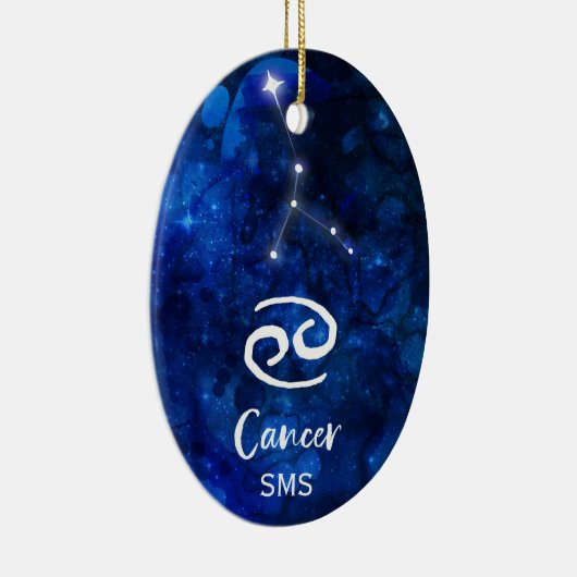 Krebs Zodiac Constellation Blue Galaxy Monogramm Keramik Ornament (Rechts)