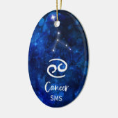 Krebs Zodiac Constellation Blue Galaxy Monogramm Keramik Ornament (Links)