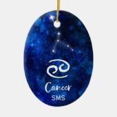 Krebs Zodiac Constellation Blue Galaxy Monogramm Keramik Ornament (Vorne)