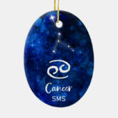 Krebs Zodiac Constellation Blue Galaxy Monogramm Keramik Ornament (Hinten)