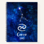 Krebs Zodiac Constellation Blue Galaxy Monogramm Notizblock (Vorderseite)