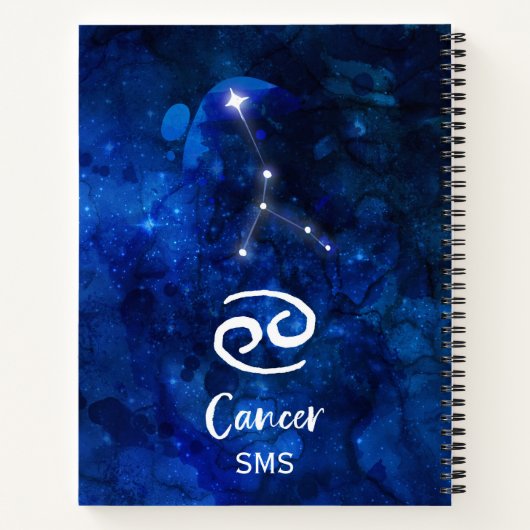 Krebs Zodiac Constellation Blue Galaxy Monogramm Notizblock (Rückseite)