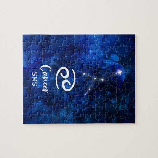 Krebs Zodiac Constellation Blue Galaxy Monogramm Puzzle (Horizontal)