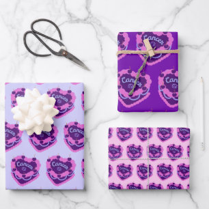 Krebs Zodiac Coquette Herz Geburtstagskuchen Geschenkpapier Set