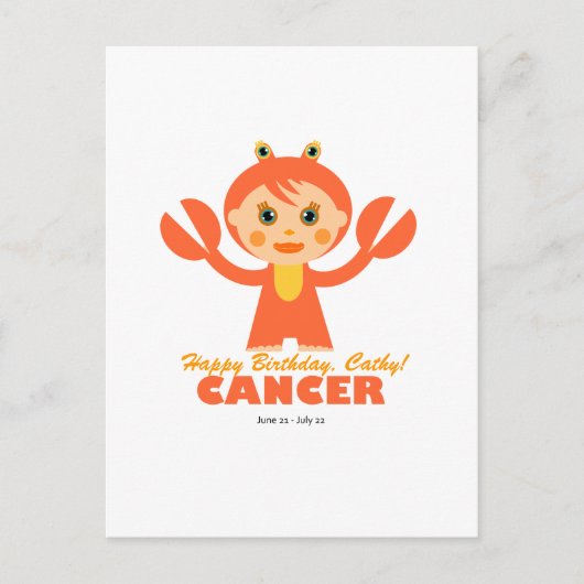 Krebs Zodiac für Kinder Postkarte (Vorderseite)