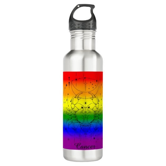 Krebs Zodiac LGBTQ Pride Rainbow Astrologie Design Edelstahlflasche (Vorderseite)