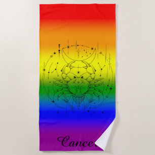 Krebs Zodiac LGBTQ Pride Rainbow Astrologie Design Strandtuch