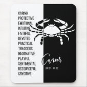 Krebs Zodiac-Schild Mousepad, Black & White Mousepad (Vorne)