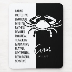 Krebs Zodiac-Schild Mousepad, Black & White Mousepad