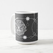 Krebs Zodiac Sign Astrologie Mandala Grau Weiß Kaffeetasse (Vorderseite Links)