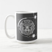 Krebs Zodiac Sign Astrologie Mandala Grau Weiß Kaffeetasse (Links)