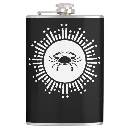 Krebs Zodiac Sign Crab Cosmic Sternexplosion Desig Flachmann (Vorderseite)