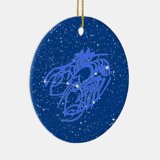 Krebs Zodiac Sign with Stars on Deep Blue Keramik Keramik Ornament (Rechts)