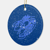 Krebs Zodiac Sign with Stars on Deep Blue Keramik Ornament (Links)