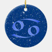 Krebs Zodiac Sign with Stars on Deep Blue Keramik Ornament (Hinten)