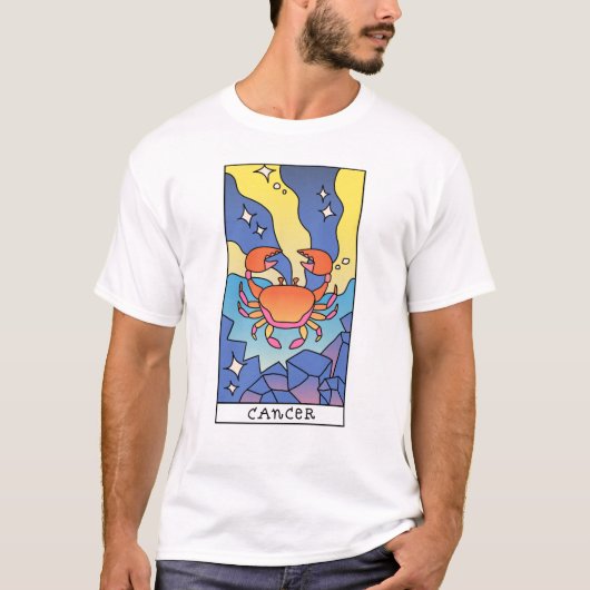 Krebs Zodiac Signieren Abstrakte Kunst Vintag T-Shirt (Vorderseite)