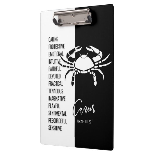 Krebs Zodiac Signieren Schwarz & Weiß Zwischenabla Klemmbrett (Links)