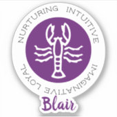 Krebs Zodiac-Sternzeichen Lila Aufkleber (Vorderseite)